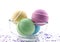 Violet salt and multicoloured bath balls