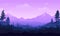 Violet skies and the vast mountain forests lands with trees