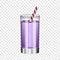 Violet smoothie in glass mockup, realistic style