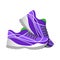 Violet sport sneakers, modern illustrations in flat style.