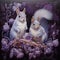 Violet Squirrel Painting: Rococo Wall Art With Purple Flowers