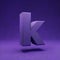 Violet velvet letter K lowercase. Indigo color font character
