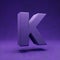 Violet velvet letter K uppercase. Indigo color font character