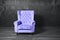 Violet very peri color 2022 armchair over grey background.