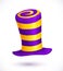 Violet and yellow colors striped realistic vector carnival hat