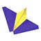 Violet yellow kite icon, cartoon style