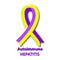 Violet yellow ribbon. Autoimmune hepatitis. World Hepatitis Day. Vector illustration on isolated background.