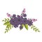 Violets flowers crown floral design with leaves