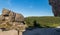 Violik and Snezne jamy hills from Svinske kameny rock formation in Krkonose mountains on czech-polish borders