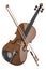 Violin with bow. Classic wooden violin with 4 adjustable strings and bow, 3D rendering
