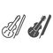 Violin and bow line and solid icon. Fiddle with Fiddle-bow outline style pictogram on white background. Musical