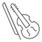 Violin and bow thin line icon. Fiddle with Fiddle-bow outline style pictogram on white background. Musical instrument