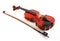 Violin with bow on white backg