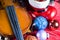 Violin and festive ornaments