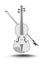 Violin with fiddlestick, gray drawing on white background, isolated music instrument