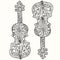 Violin with floral ornament drawn on a white background, isolated, vector for coloring