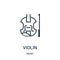 violin icon vector from music collection. Thin line violin outline icon vector illustration