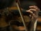 Violin in a large close-up - side view - Background - Symphony orchestra rehearsal - Wallpaper