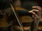 Violin in a large close-up - side view - Background - Symphony orchestra rehearsal - Wallpaper
