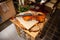 Violin lies on a small table