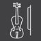 Violin line icon, music and instrument,