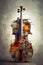 A violin made out of blocks and pieces of wood. Generative AI image.