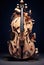 A violin made out of pieces of cardboard. Generative AI image.