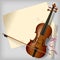 Violin with a paper sheet