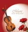 Violin and red roses