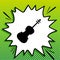 Violin sign illustration. Black Icon on white popart Splash at green background with white spots. Illustration