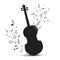 Violin Silhouette with Notes