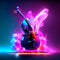 Violin in smoke on dark background. 3d rendering, 3d illustration. AI Generated