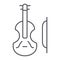 Violin thin line icon, music and instrument, cello sign, vector graphics, a linear pattern on a white background.