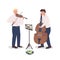 Violinist and cello player performance semi flat color vector characters