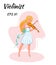 Violinist girl. Music. Playing musical instruments. Executor. Cartoon style