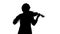Violinist performs on a violin in a white studio.White background. Silhouette