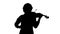 Violinist performs on a violin in a white studio.White background. Silhouette. Slow motion