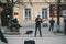 Violinist plays for passers-by on the arbat in Chelyabinsk
