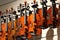 Violins for sale at a music store