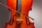 Violoncello with bow stick on the grey background