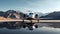 VIP business jet, private airplane with mountains behind