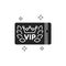 VIP card glyph black icon. Customer privilege web exclusive badge. White background with crown laurel wreath.