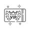 VIP card line black icon. Customer privilege web exclusive badge. White background with crown laurel wreath