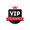 Vip club exclusive member logo with crown and ribbon