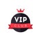 Vip club exclusive member logo with crown and ribbon