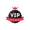 Vip club exclusive member logo with crown and ribbon