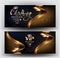 VIP elegant invitation cards with gold ribbons and gold dust.