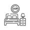Vip hotel room line black icon. Luxury service. Sign for web page, mobile app, button, logo. Vector isolated button