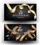 Vip invitation banners with curly gold ribbon.