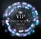 VIP invitation card with silver sparkling background and defocused lights.